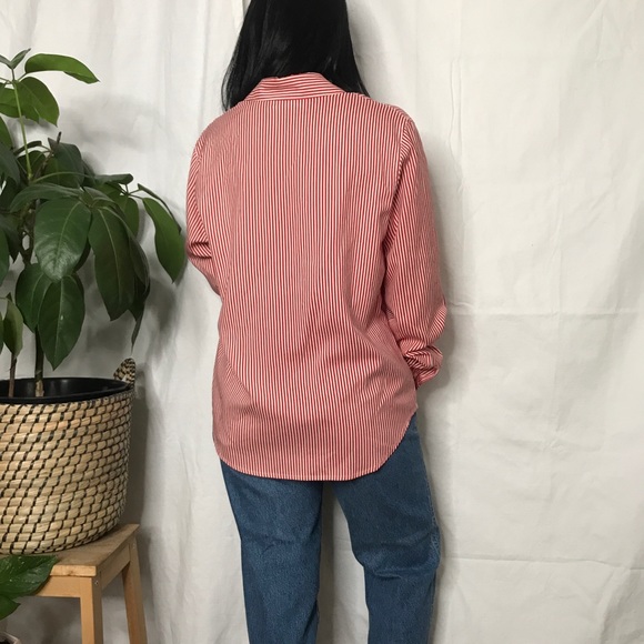 SOLD Vintage 80s 90s pin striped minimalist blouse - Picture 3 of 10